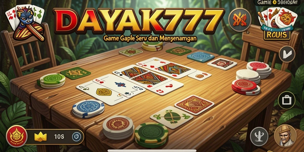 Screenshot utama DAYAK777 menampilkan serunya permainan Gaple yang interaktif.