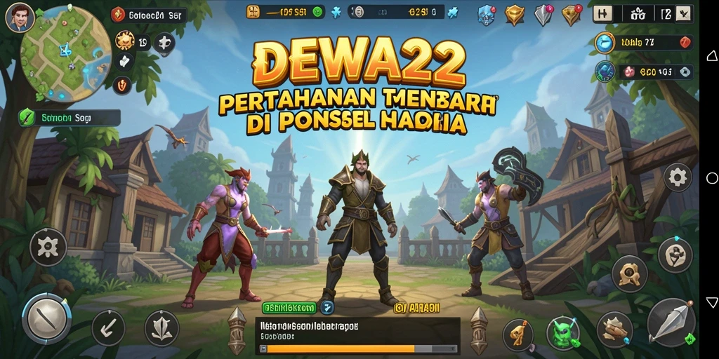 Screenshot gameplay DEWA22 menunjukkan aksi seru pertahanan menara.