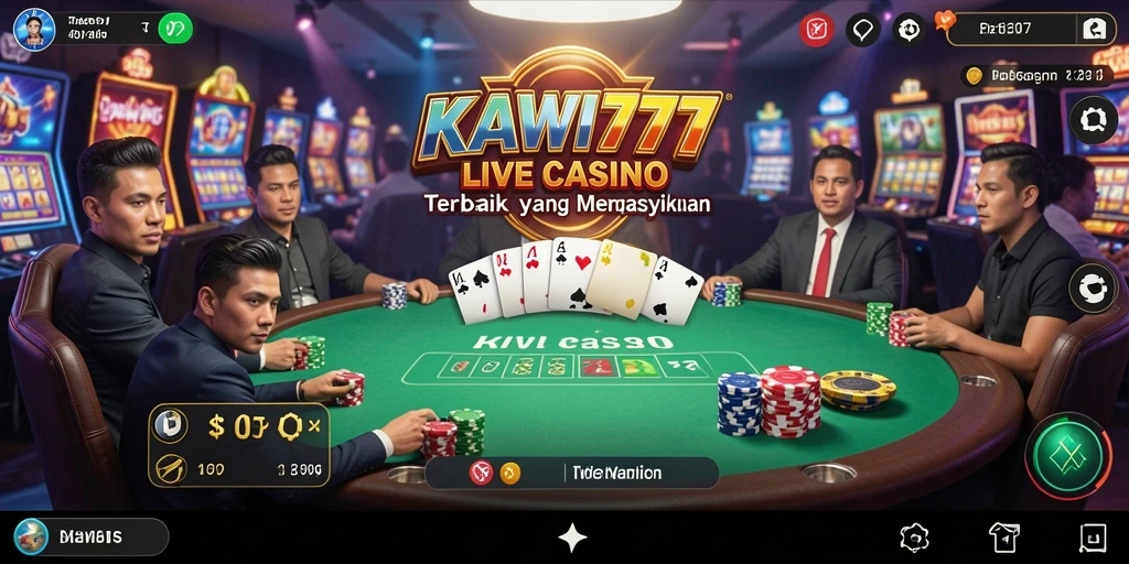 Tampilan gameplay Live Casino KAWI777 yang menarik dan menggembirakan.