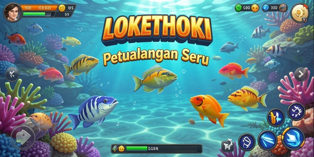 Screenshot LOKETHOKI menampilkan aksi seru menembak ikan.