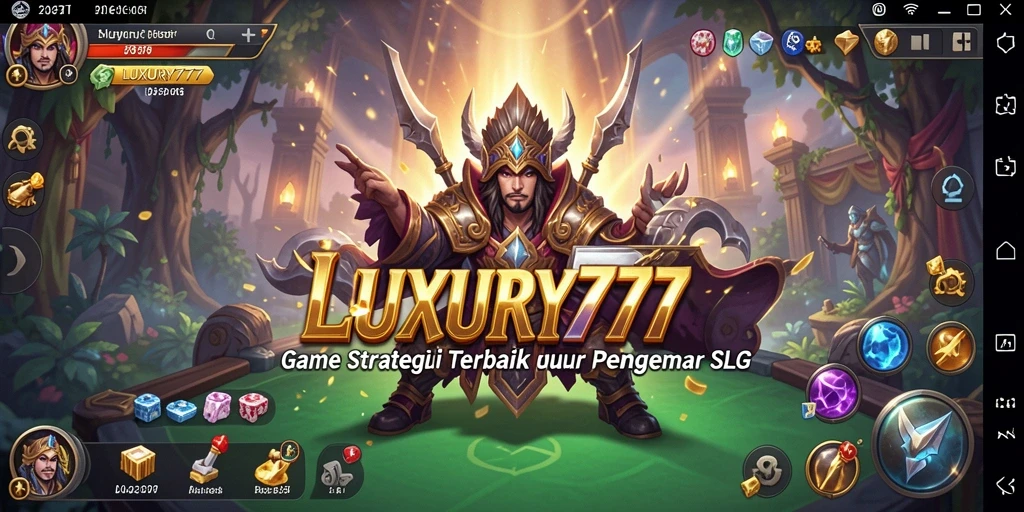 Screenshot gameplay LUXURY777 yang menunjukkan aksi pertempuran dan pembangunan.