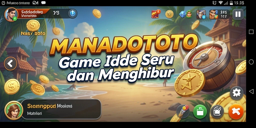 Tampilan gameplay seru dari MANADOTOTO dengan karakter unik.