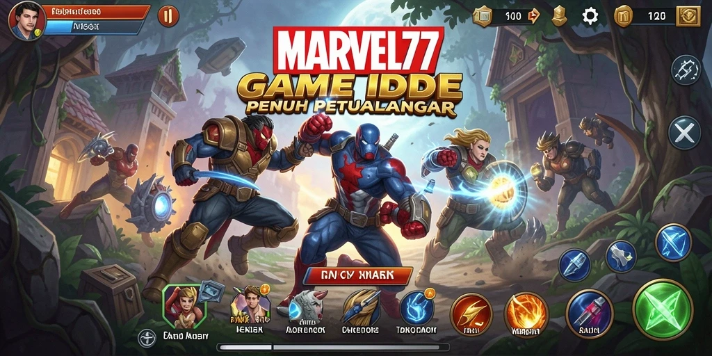 Tangkapan layar gameplay MARVEL77 menunjukkan aksi seru karakter Marvel.