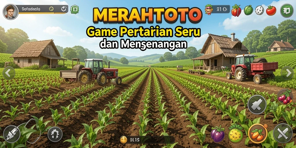 Tampilan gameplay MERAHTOTO yang menggambarkan serunya bertani.