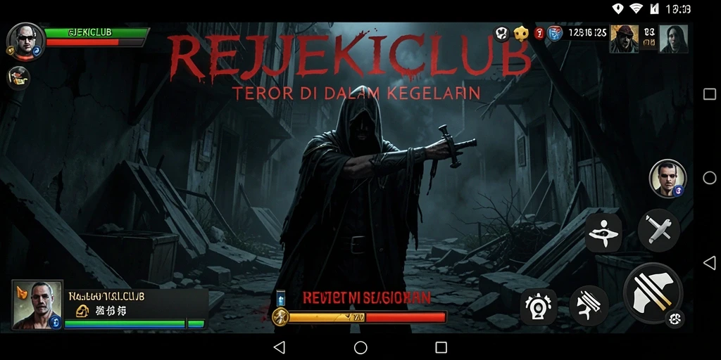 Tangkapan layar gameplay REJEKICLUB yang menampilkan kegelapan dan ketegangan.