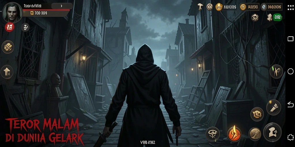 Tangkapan layar gameplay V98 yang menampilkan suasana Horror yang mencekam.