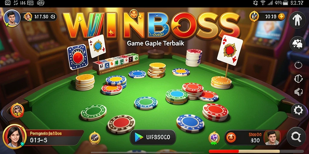 Tampilan screenshot WINBOSS menampilkan gameplay Gaple yang menarik.